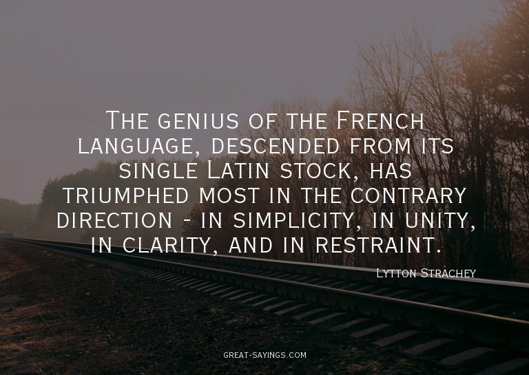 The genius of the French language, descended from its s
