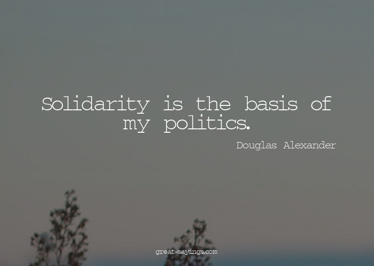 Solidarity is the basis of my politics.

