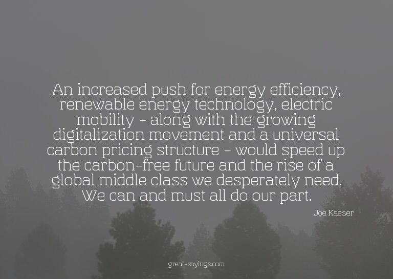 An increased push for energy efficiency, renewable ener