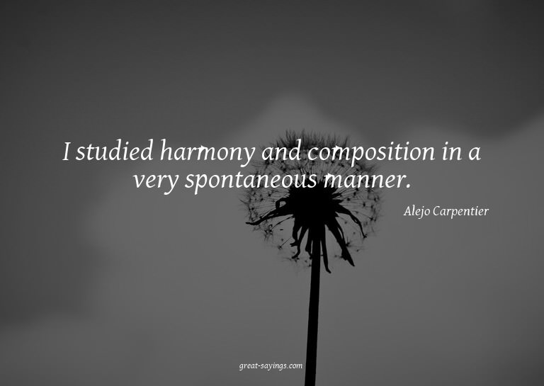 I studied harmony and composition in a very spontaneous