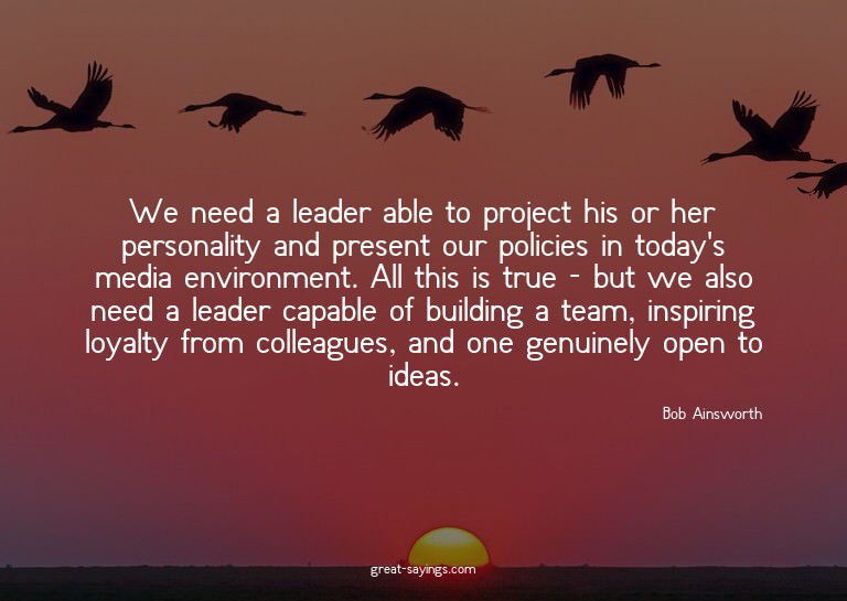 We need a leader able to project his or her personality