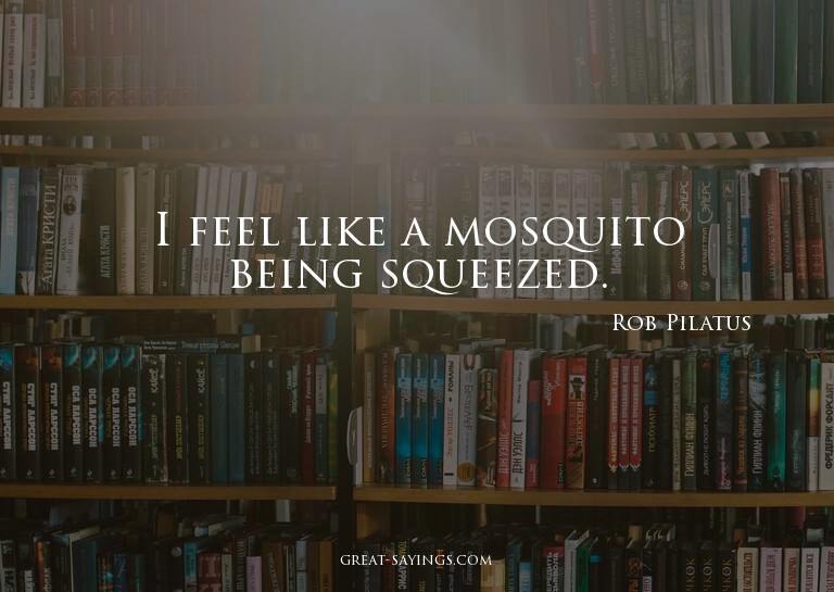 I feel like a mosquito being squeezed.

