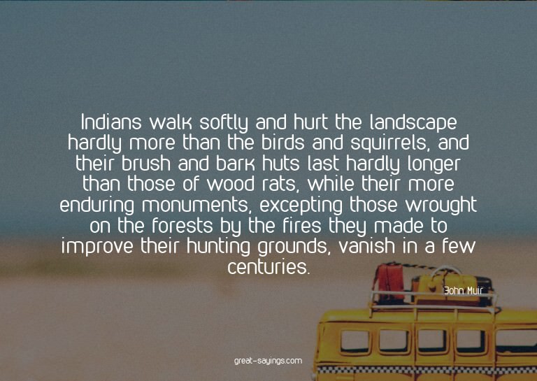 Indians walk softly and hurt the landscape hardly more