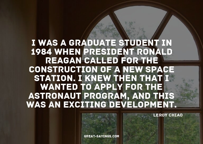 I was a graduate student in 1984 when President Ronald