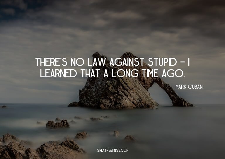 There's no law against stupid - I learned that a long t