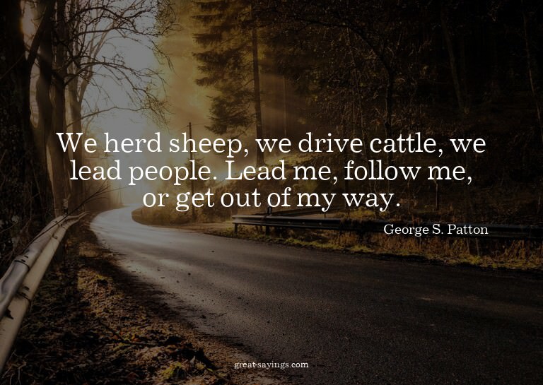 We herd sheep, we drive cattle, we lead people. Lead me