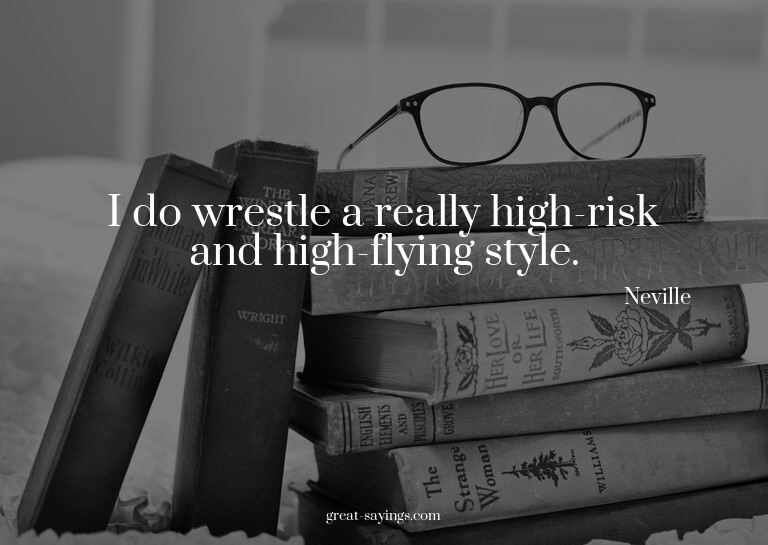 I do wrestle a really high-risk and high-flying style.

