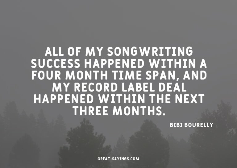 All of my songwriting success happened within a four mo
