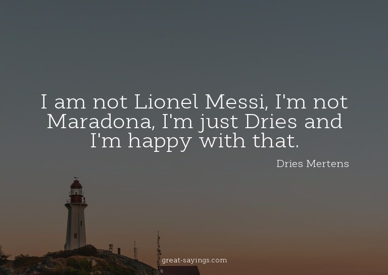 I am not Lionel Messi, I'm not Maradona, I'm just Dries
