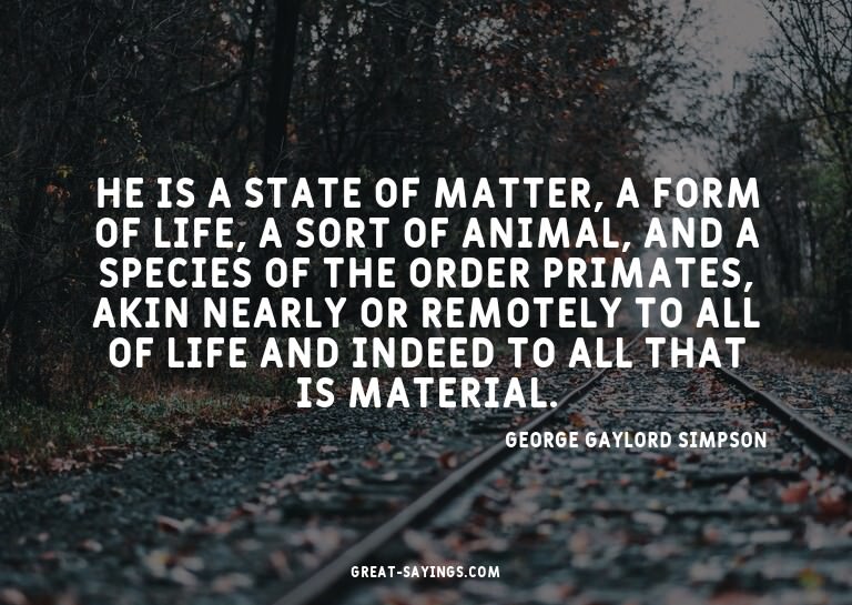 He is a state of matter, a form of life, a sort of anim