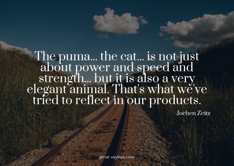 The puma... the cat... is not just about power and spee
