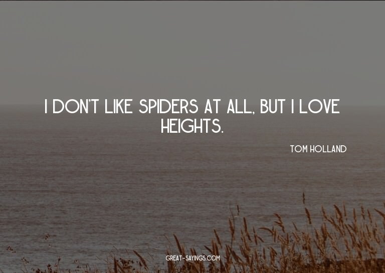 I don't like spiders at all, but I love heights.

