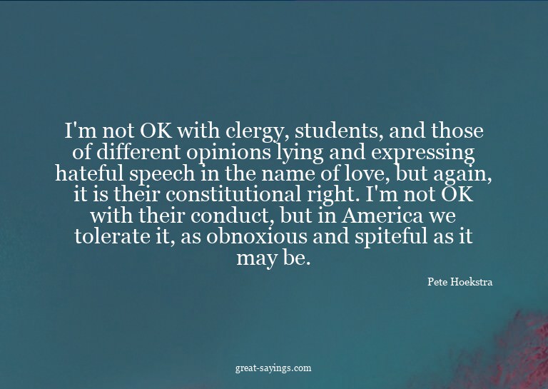 I'm not OK with clergy, students, and those of differen