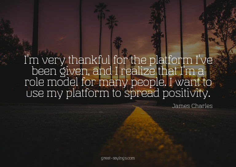 I'm very thankful for the platform I've been given, and