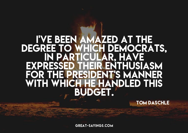 I've been amazed at the degree to which Democrats, in p