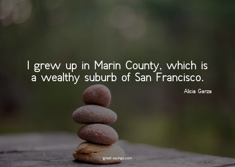 I grew up in Marin County, which is a wealthy suburb of