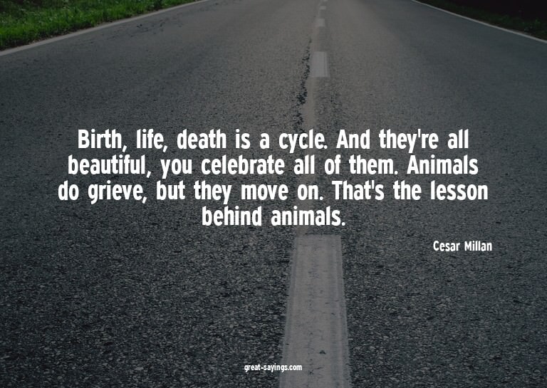 Birth, life, death is a cycle. And they're all beautifu