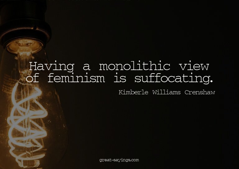 Having a monolithic view of feminism is suffocating.

