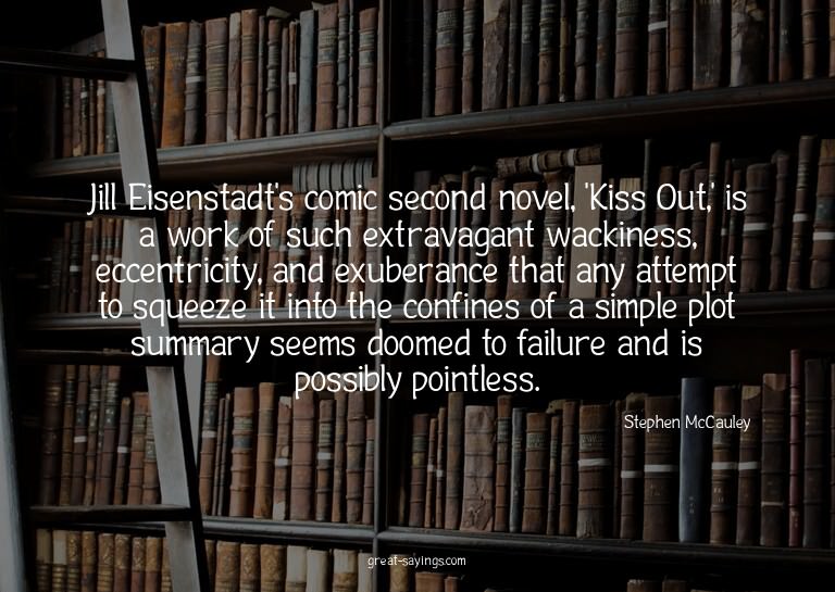 Jill Eisenstadt's comic second novel, 'Kiss Out,' is a