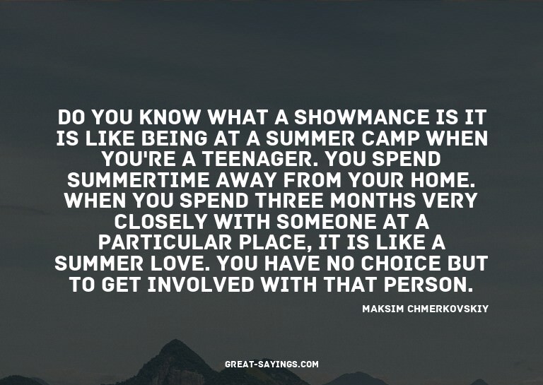 Do you know what a showmance is? It is like being at a