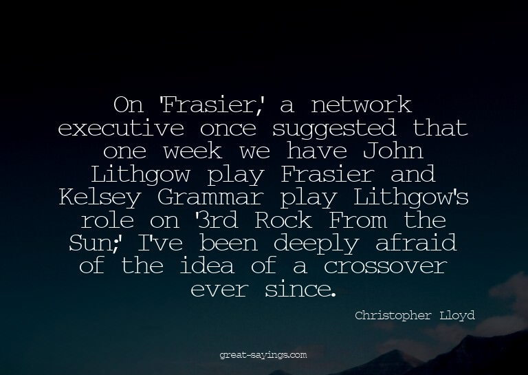 On 'Frasier,' a network executive once suggested that o