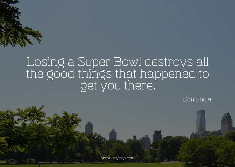 Losing a Super Bowl destroys all the good things that h