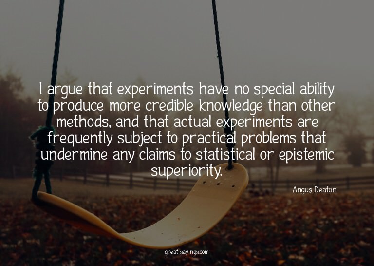 I argue that experiments have no special ability to pro