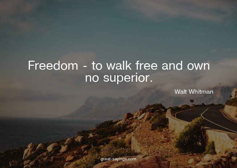 Freedom - to walk free and own no superior.

