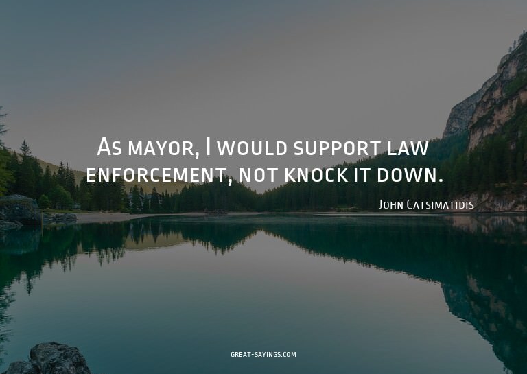 As mayor, I would support law enforcement, not knock it