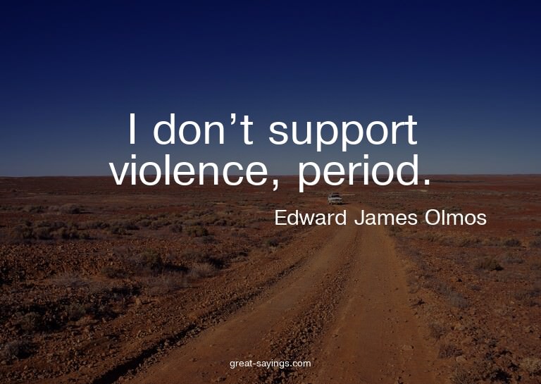 I don't support violence, period.

