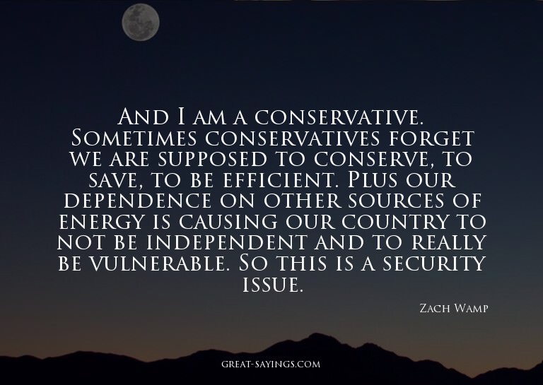 And I am a conservative. Sometimes conservatives forget