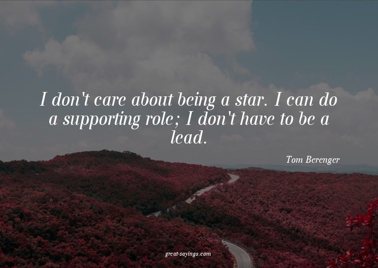 I don't care about being a star. I can do a supporting