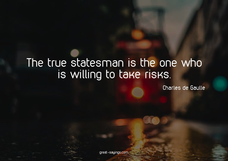 The true statesman is the one who is willing to take ri