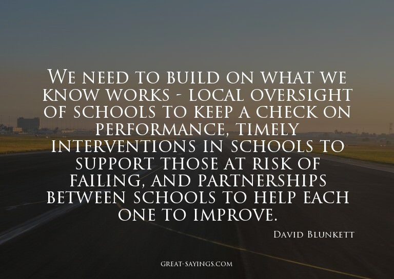 We need to build on what we know works - local oversigh