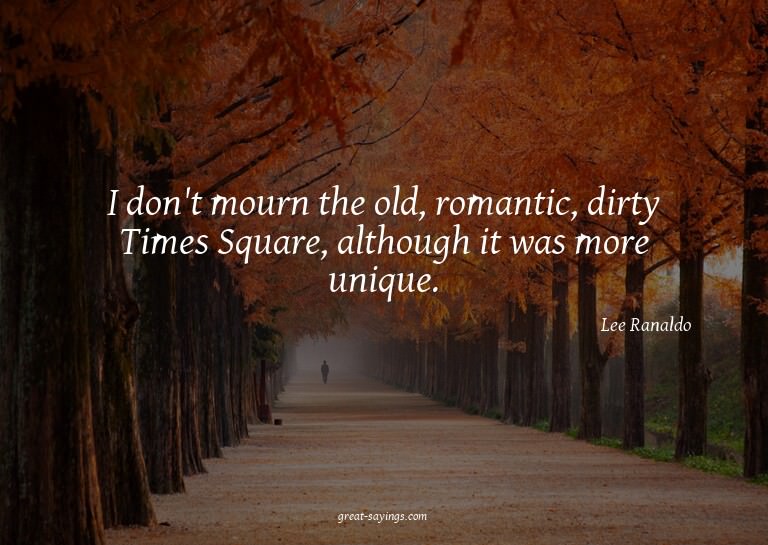 I don't mourn the old, romantic, dirty Times Square, al