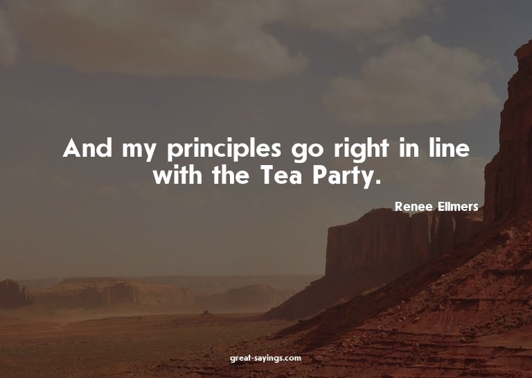 And my principles go right in line with the Tea Party.

