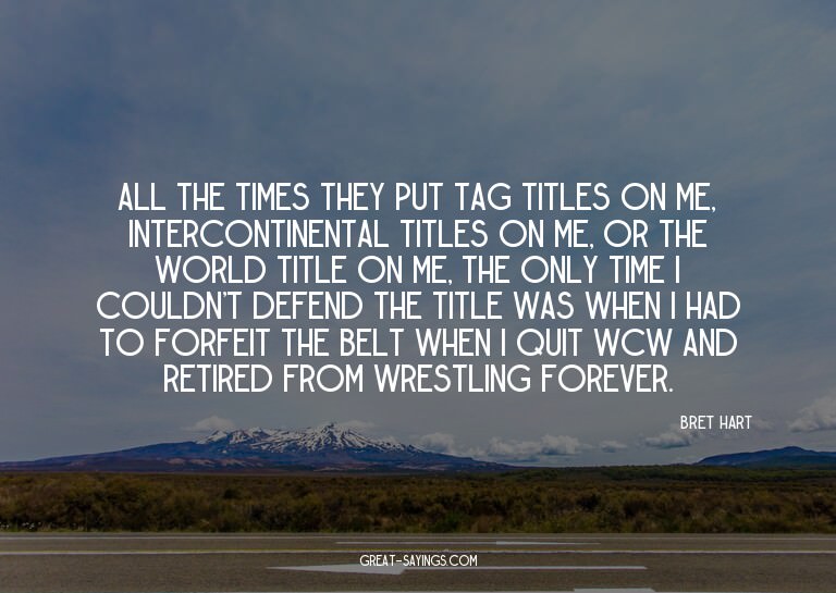 All the times they put tag titles on me, Intercontinent