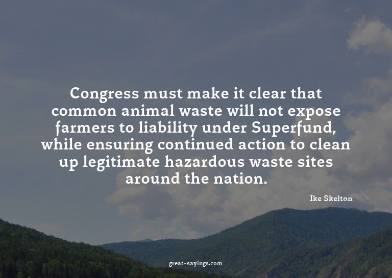 Congress must make it clear that common animal waste wi