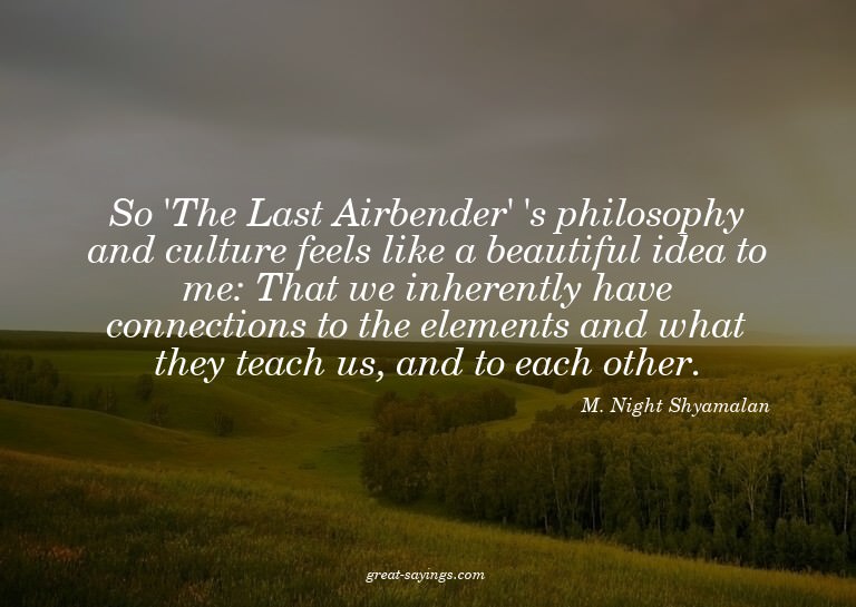 So 'The Last Airbender' 's philosophy and culture feels