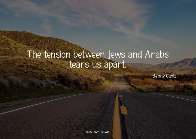 The tension between Jews and Arabs tears us apart.

