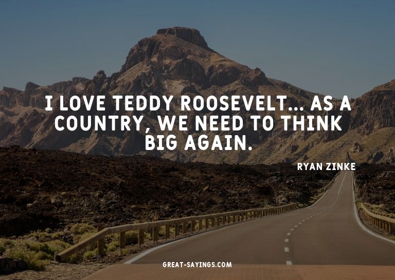 I love Teddy Roosevelt... As a country, we need to thin