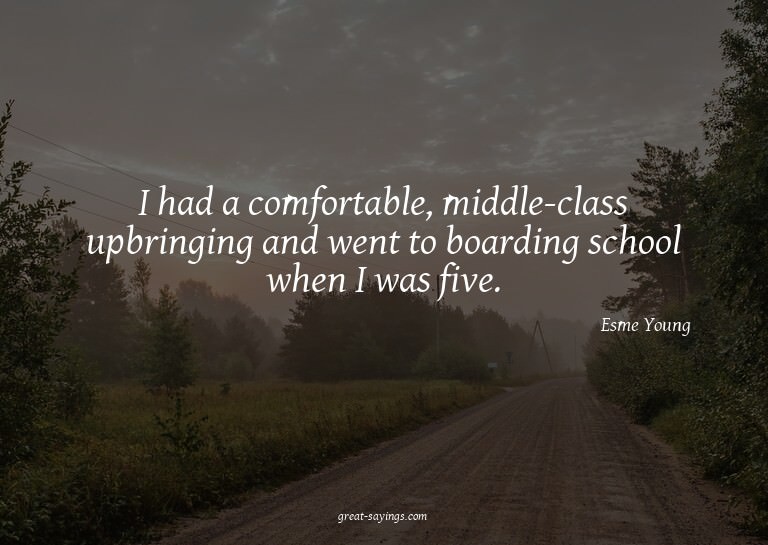 I had a comfortable, middle-class upbringing and went t