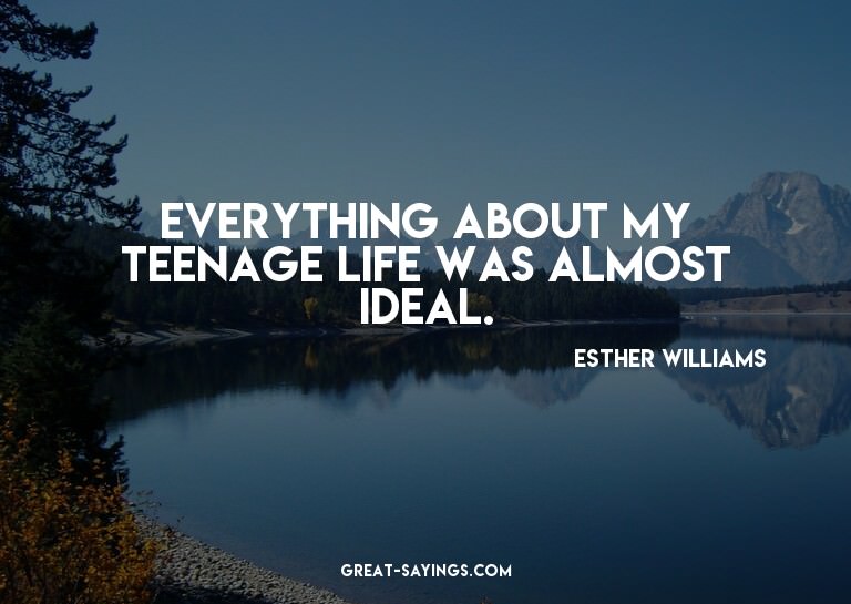 Everything about my teenage life was almost ideal.


