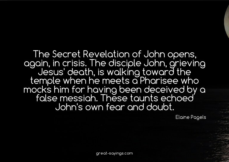 The Secret Revelation of John opens, again, in crisis.