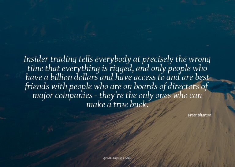 Insider trading tells everybody at precisely the wrong