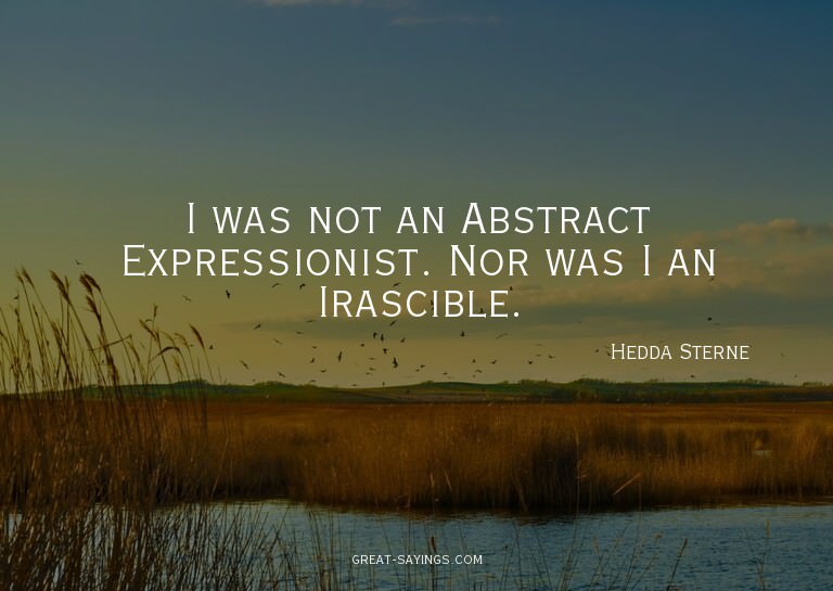 I was not an Abstract Expressionist. Nor was I an Irasc