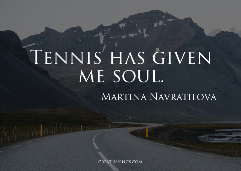 Tennis has given me soul.


