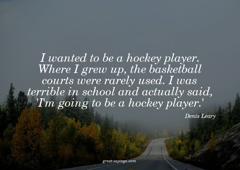 I wanted to be a hockey player. Where I grew up, the ba