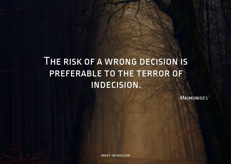 The risk of a wrong decision is preferable to the terro