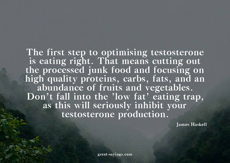 The first step to optimising testosterone is eating rig